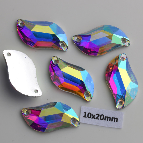 Free Shipping! 100pcs/Lot, 10*20mm Crystal AB / Clear AB Flat Back #3233 S-shaped Resin Sew On Stones