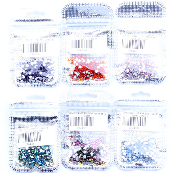 Crystal Rhinestone 400pcs 60colors Nail Art Decorations Mix Sizes of ss4-ss12 Non HotFix DIY Flatback 3D Glass Rhinestones