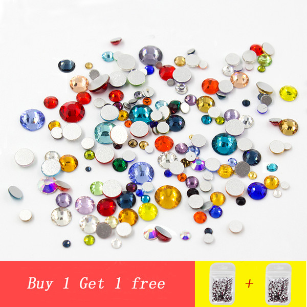 Mixed size Mix color 10g/bag 3D Nail Art Rhinestones Non Hotfix Flatback crystal Rhinestone DIY nails decoration gems