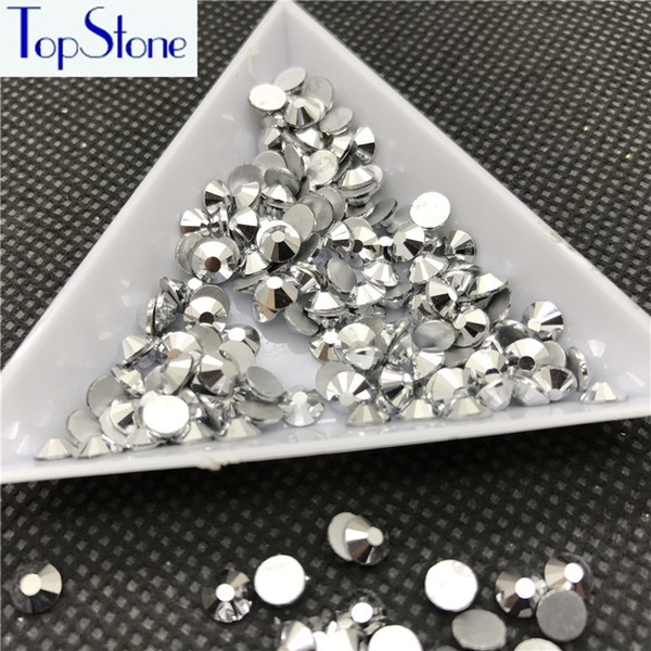 Topstone Nail Rhinestone Flatback ss3-ss34 Silver Hematite Color Glass Crystal Glue On Non Hotfix Rhinestones