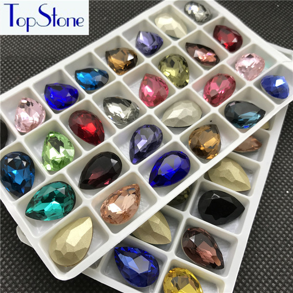 Topstone 13x18mm Teardrop 28pcs K9 Glass Crystal Pointed Back Rhinestones More Colors Can mix colors High Quality