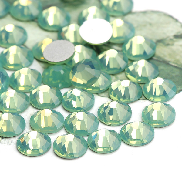 1440pcs/lot Non Hotfix Rhinestone Green Opal Glue On Rhinestones Flatback Round 3d Nail Art Decorations Diy