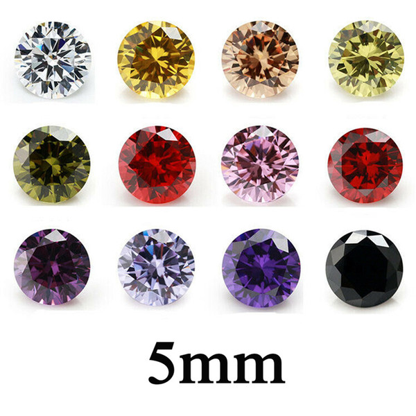 100pcs/ bag 5mm round faceted cut 5A loose zircon beads gem cubic DIY hig quality VVS loose gemstones accessories wholesale 12 colors new