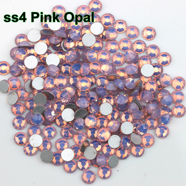 ss4 (1.5-1.7mm) Pink Opal Non Hotfix Crystal Stones,1440pcs/Lot, Flat Back Glue On Rhinestones for Nail Art