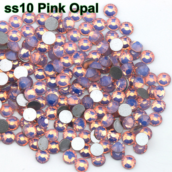 Free Shipping! 1440pcs/Lot, ss10 (2.7-2.9mm) Pink Opal Flat Back Nail Art Non Hotfix Rhinestones