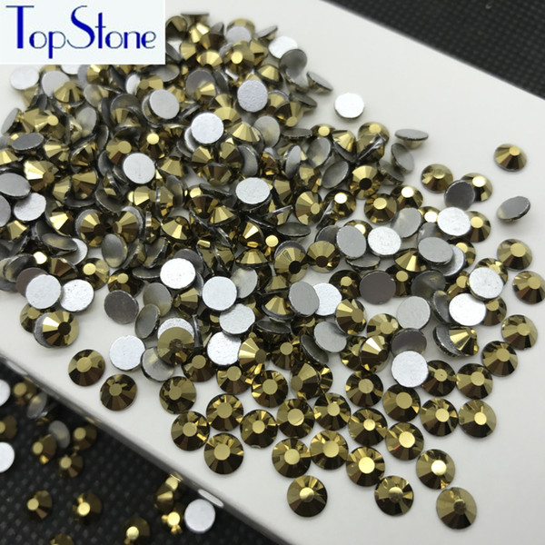 Topstone Gold Hematite Nail Art Rhinestones SS3 SS4 SS5 SS6 SS8 SS10 SS12 SS16 SS20 SS30 strass glitters Non HotFix crystal