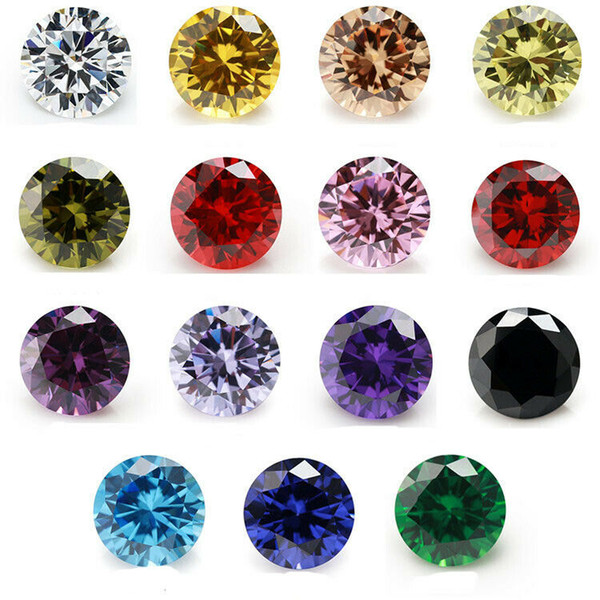 15pcs/ pack 5A loose round faceted cut zircon beads stones 3-10mm wholesale VVS 15 colors cubic jewelry DIY gemstones findings good quality