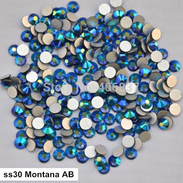 Free Shipping! 288pcs/Lot, ss30 (6.3-6.5mm) Montana AB Flat Back Non Hotfix Nail Art Rhinestones