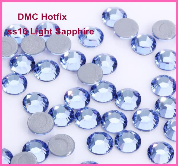 Free Shipping! 1440pcs/Lot, ss16 (3.8-4.0mm) High Quality DMC Light Sapphire Iron On Rhinestones / Hot fix Rhinestones