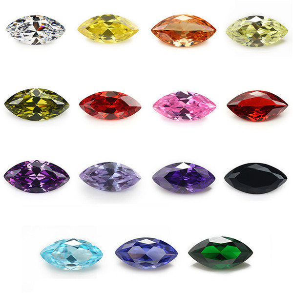 wholesale 30 PCS/ bag 6*12 mm mix color Faceted Marquise Cut Shape 5A Loose Cubic zirconia gemstone beads for jewelry diy free shipping