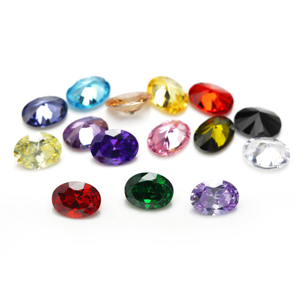 wholesale mix color 30 PCS/ bag 8*10 mm Oval Faceted Cut Shape 5A VVS Loose Cubic zirconia for diy free shipping