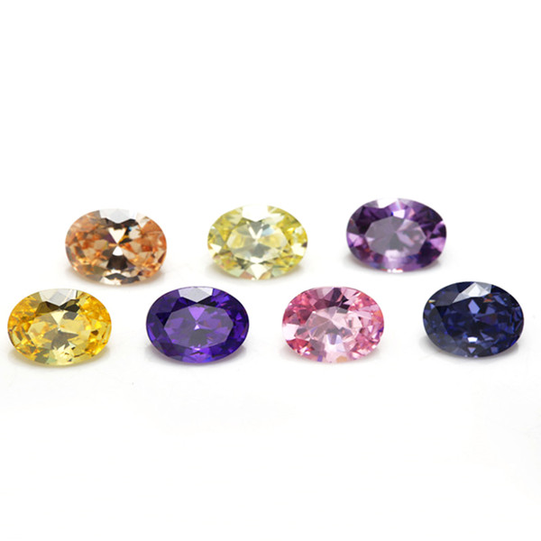 High quality mix 12 color 30 PCS/ bag 9*11 mm Oval Faceted Cut Shape 5A VVS Loose Cubic zirconia for diy free shipping