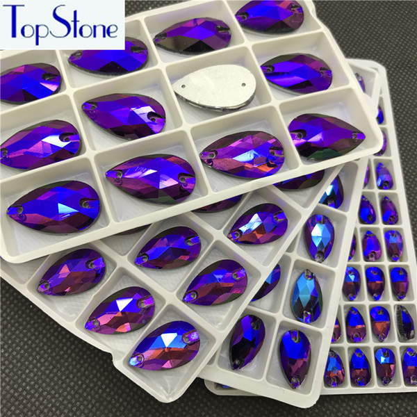 Amethyst Purple Velvet AB Color Teardrop sew on stone Flatback sewing Glass Crystal droplet rhinestone Garment Accessories