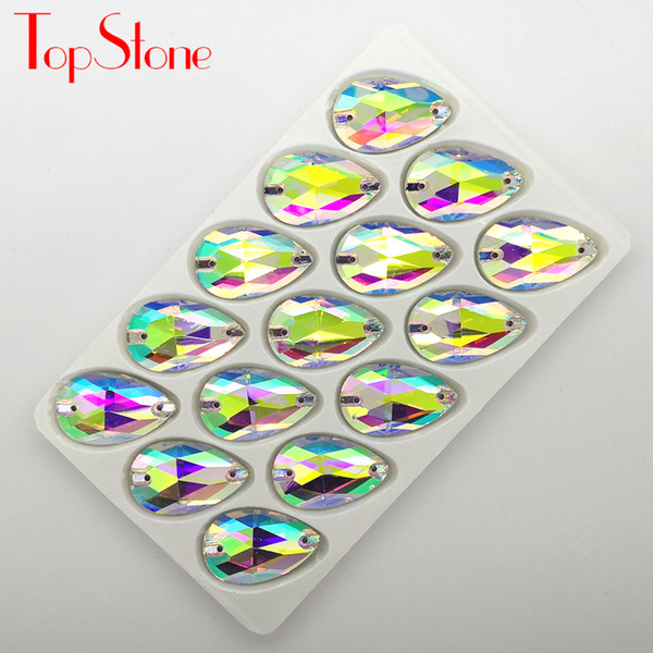 TopStone 3230# Drop Crystal AB Rhinestones Sew On Teardrop Glass Stones Size 7x12 11x18 13x22 13x18 17x28 22x38 for DIY Dance