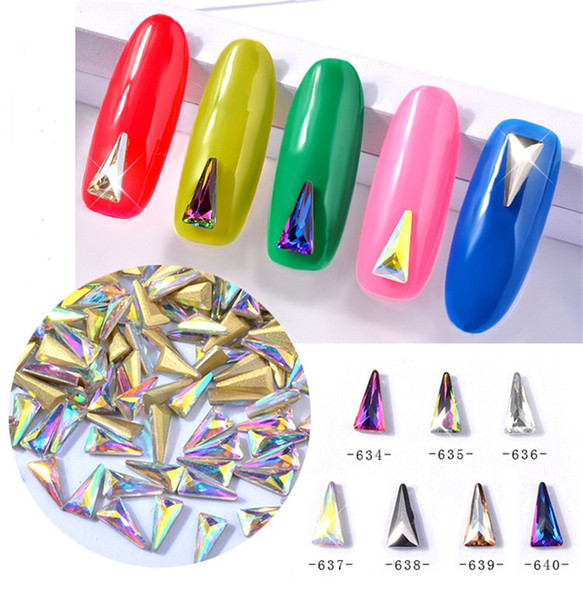 10pcs/lot Nail Beauty Accessories Manicure Make up Bling Glitter Nail Tips Art Triangle Artificial Diamond Design