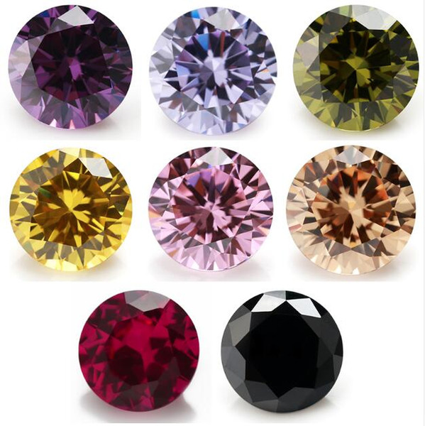 50pcs Multi Size 0.8~10.0mm 8 Colors Mix Color Per Color Black/Pink/Purple Loose Cubic Zirconia Red