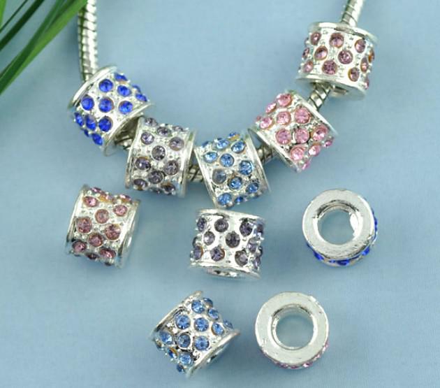 Mixed Rhinestone Spacer Beads Fits Charm Bracelet 100pcs