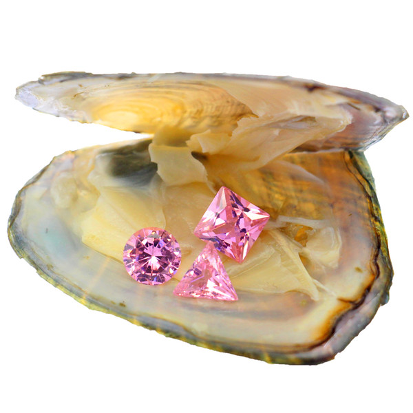 Loose pink zircon oysters 8mm*8mm three zircon shapes are shipped in vacuum-packed oysters