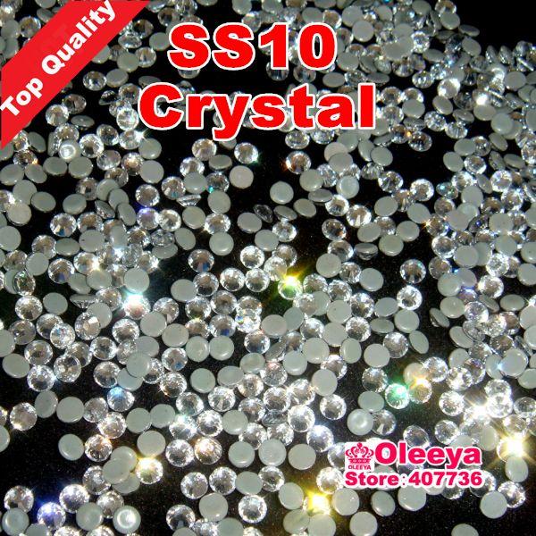 Free shippping ! Best Quality Hot Fix Rhinestone,Better Shiny,Hotfix Stones Crystal White Clear ss10 10gross/bag With Glue Y2867