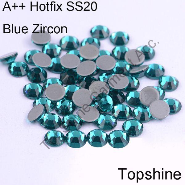 Glass Crystals Stones Popular Size SS20 5mm 1440pcs Blue Zircon Hot Iron-on Transfer Rhinestones