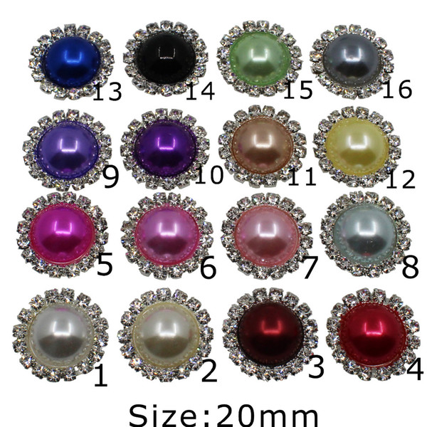 Top quality round 20mm Bright pearl rhinestone Button brass button Wedding inviations decorate hair flower center scrapbooking