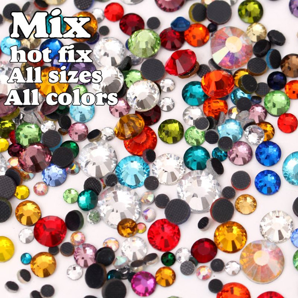 DMC Hot Fix Rhinestone Mix All Sizes All Colors 20Gram Approx 800pcs Iron-on Hot Fix Stone Crystal Beads Free Shipping ! Y0026