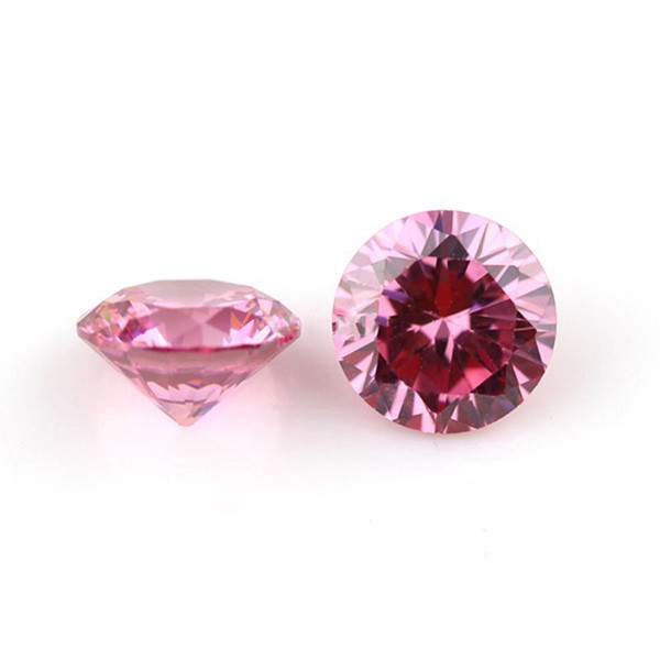 Good Quality 3A Round European Machine Cut 2.4-3.75mm Pink Color Synthetic Loose Cubic Zirconia Gemstone For Jewelry Making 1000pcs/lot