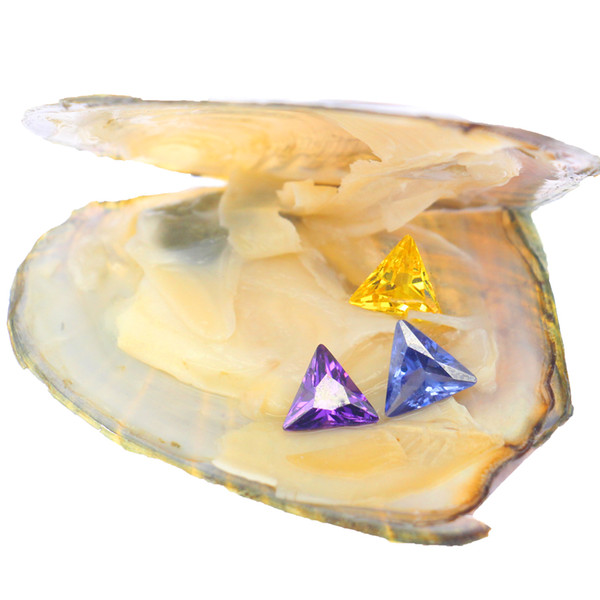 three mixed color triangle zircon 8mm*8mm cubic zircon vacuum packed freshwater live oysters