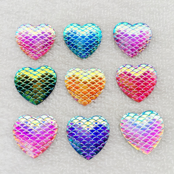 25mm AB colour Resin snake scale Flatback Heart rhinestone Cabochon DIY crystal strass decoration -A46*5