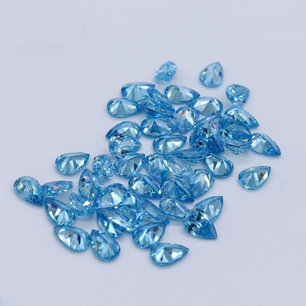 Good Quality 3A Grad Light Blue CZ Pear Cut Cubic Zirconia Synthetic Loose Gemstone For Jewelry Making 100pcs/lot Factory Direct