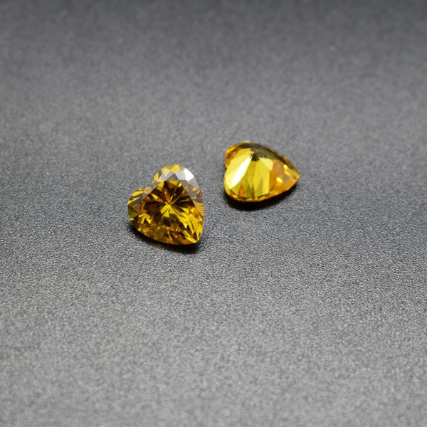 Heart Shape Golden Yellow CZ 3-8mm Cubic Zirconia Machine Cut Synthetic Loose Stones For Jewelry Setting 500pcs/Lot Free Ship