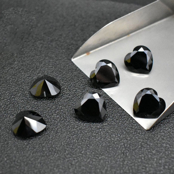 500pcs/Lot Black CZ 3-8mm Heart Shape Cubic Zirconia Machine Cut Synthetic Loose Stones For Jewelry Setting Free Ship