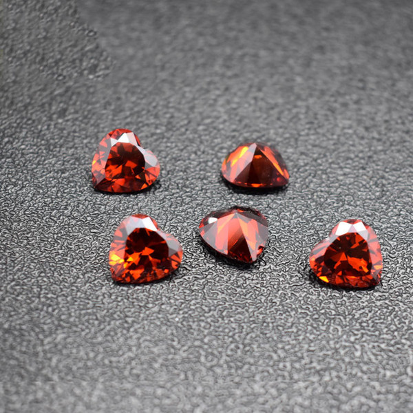 500pcs/Lot Garnet CZ 3-8mm Heart Shape Cubic Zirconia Machine Cut Synthetic Loose Stones For Jewelry Setting Free Ship