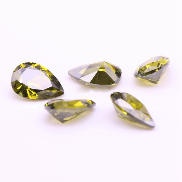 10x12mm-13x18mm 4 Sizes High Quality 3A Cubic Zirconia Peridot Purple CZ Pear Cut Loose Gemstone Wholesale For Jewelry Making 100pcs/lot