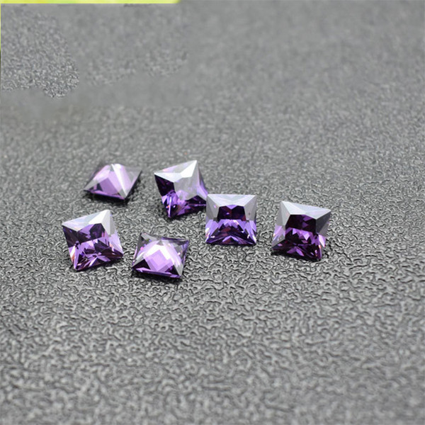 Square Princess Cut Purple CZ 2x2mm-10x10mm 10 Sizes High Quality 3A Cubic Zirconia Loose Diamond Wholesale For Jewelry Making 500pcs/lot