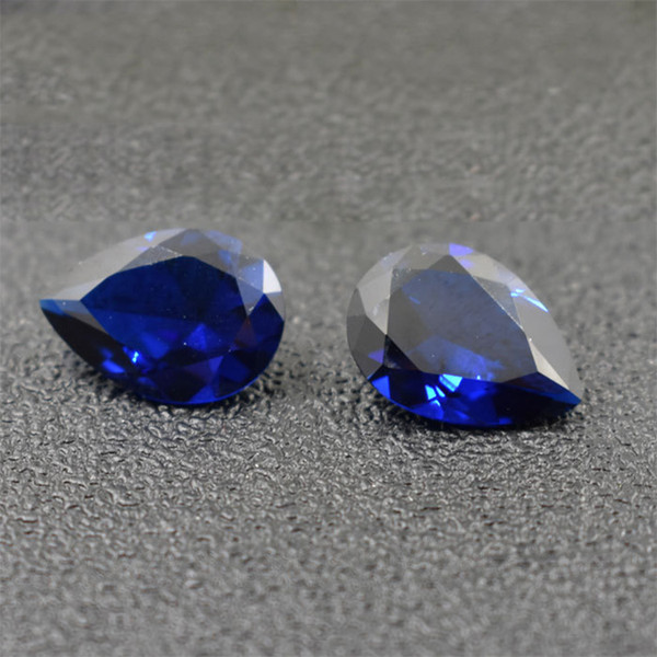 Good Quality Blue Corundum 7 Sizes Pear Machine Cut Cubic Zirconia Synthetic Loose Gemstone Beads For Jewelry Making 200pcs/Lot