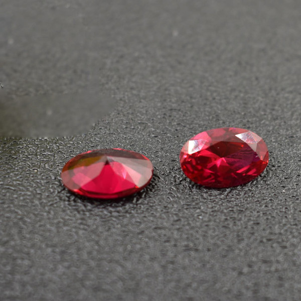 Ruby Color Stone 9 Sizes 3*4-7*10mm Oval Machine Cut Cubic Zirconia Synthetic Red Corundum Loose Gemstones For Jewelry Making 200pcs/Lot