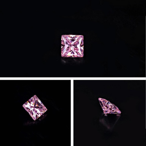 Square Princess Pink CZ 2x2mm-10x10mm 10 Sizes High Quality 3A Machine Cut Cubic Zirconia Loose Diamond For Jewelry Making 500pcs/lot