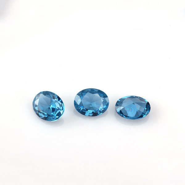 Synthetic Light Blue 3*4-7*10mm 9 Sizes Oval Machine Cut Cubic Zirconia Synthetic Loose Gemstone Beads For Jewelry Making 200pcs/Lot