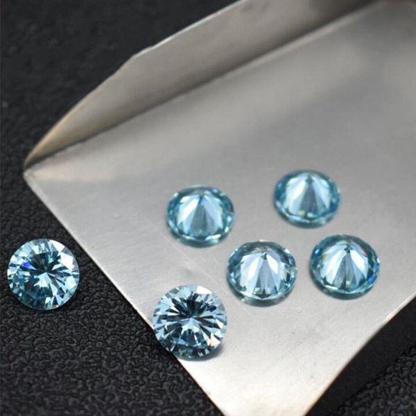 Synthetic Aquamarine Blue CZ Loose Stones Round 5-6.5mm Lab Created Cubic Gems CZ For Jewelry Making 500pcs/lot