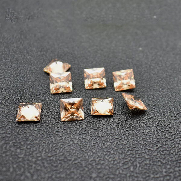 Princess Cut Champagne CZ 2x2mm-10x10mm 10 Sizes High Quality 3A Loose Cubic Zirconia Gemstones Wholesale For Jewelry Making 500pcs/lot