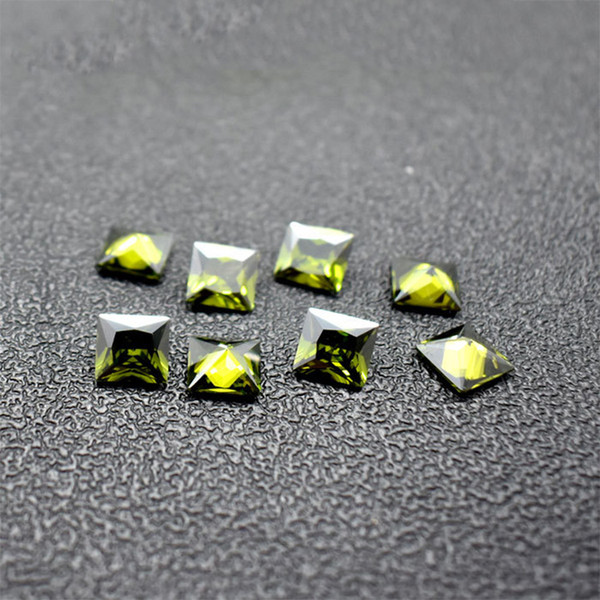 Square Princess Cut Olive CZ 2x2mm-10x10mm 10 Sizes High Quality 3A Cubic Zirconia CZ Loose Diamond Wholesale For Jewelry Making 500pcs/lot