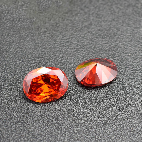 Good Quality 3A Grad Orange Red CZ Oval Cut 10*12-13*18mm Cubic Zirconia Synthetic Loose Gemstone Beads For Jewelry Making 100pcs/lot