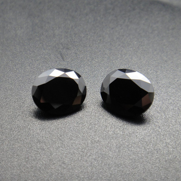 Black Color Stone 8 Sizes 2*3mm-4*6mm Oval Machine Cut Cubic Zirconia Synthetic Loose Gemstone Beads For Jewelry Making 500pcs/Lot