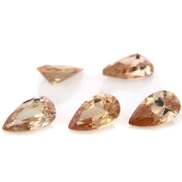 2x3mm-4x6mm 8 Sizes Pear Cut Cubic Zirconia Loose Synthetic Stone Champagne CZ Alternative for Gold And Silver Jewelry Making 500pcs/lot