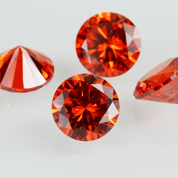 High Quality Machine Cut Orange Red Color 3A Cubic Zirconia Big Size 7-20mm Round Synthetic Loos Stone For Jewelry Making 200pcs/lot