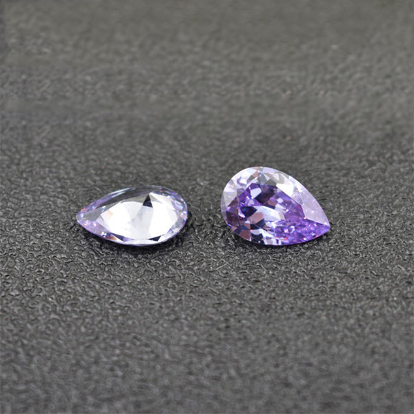 200pcs/lot 5x7mm-9x11mm 3A Cubic Zirconia Lavender Pear Cut Synthetic Loose Gemstones 5 Sizes For Sterling Silver Jewelry Making Wholesale