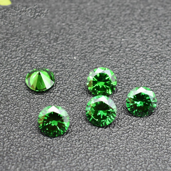 Big Sizes Synthetic Emerald Color Green CZ Loose Stones Round 7-12mm Lab Created Cubic Gems CZ For Jewelry Making 200pcs/lot