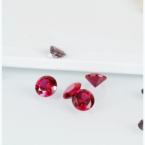 Big Sizes Synthetic Ruby Color Red corundum Loose Stones Round 7-12mm Lab Created Cubic Gems CZ For Jewelry Making 200pcs/lot