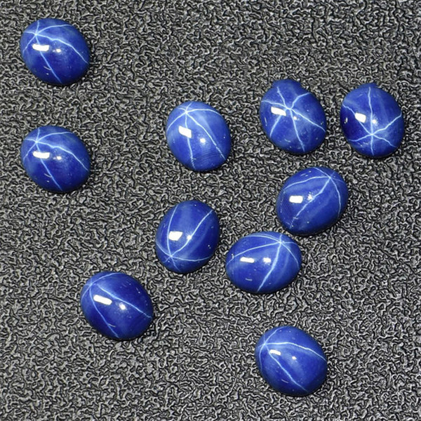 High Quality Oval 6*8mm-13x18mm Six Sizes Cabochon Lab Created Stone Synthetic Star Sapphire Gemstone 5pcs/lot